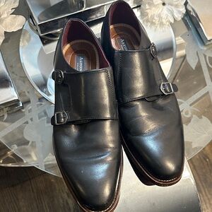 Elegant Black Leather Double Monk Strap Oxfords